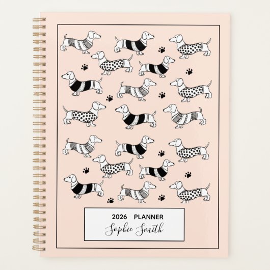 Dackel illustriert Hund liebt 2025 Planer (Vorderseite)