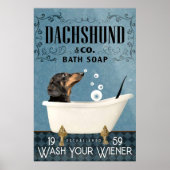 Dackel im Badewanne Badezimmer Poster (Vorne)