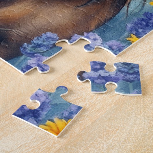 Dackel im Blumengarten Puzzle (Seite)