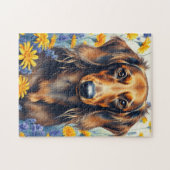 Dackel im Blumengarten Puzzle (Horizontal)