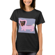 Dackel im flauschigen rosa Hasenanzug