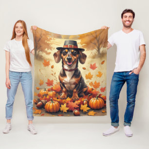 Dackel im Herbst lässt Erntedank Kunst Fleecedecke