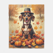 Dackel im Herbst lässt Erntedank Kunst Fleecedecke (Vorderseite)