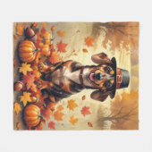 Dackel im Herbst lässt Erntedank Kunst Fleecedecke (Vorderseite (Horizontal))
