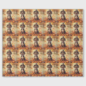 Dackel im Herbst lässt Erntedank Kunst Geschenkpapier (Flach)