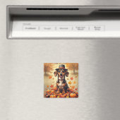 Dackel im Herbst lässt Erntedank Kunst Magnet (In Situ (Geschirrspüler))
