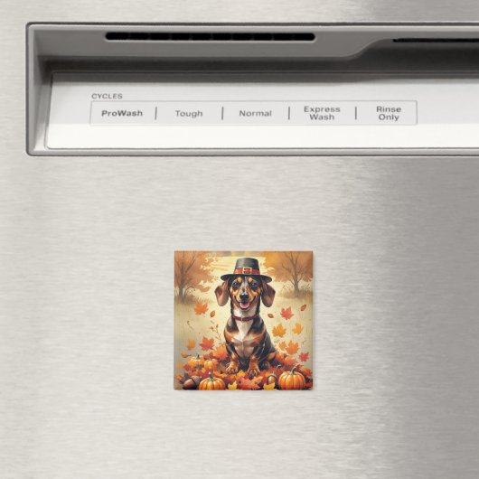Dackel im Herbst lässt Erntedank Kunst Magnet (In Situ (Geschirrspüler))