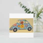 Dackel im Hippie-Auto (Stehend Vorderseite)