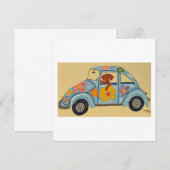 Dackel im Hippie-Auto Dankeskarte (Vorne/Hinten)