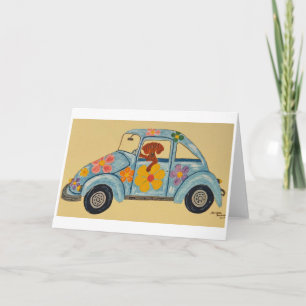 Dackel im Hippie-Auto Karte