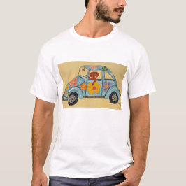 Dackel im Hippie-Auto T-Shirt