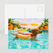 Dackel im Hotdog-Kostüm Postkarte (Vorne/Hinten)