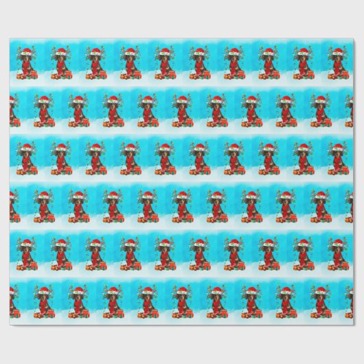 Dackel im Schnee mit Weihnachtsgeschenken Geschenkpapier (Flach)