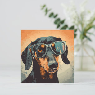 Dackel in Brille Mitteilungskarte