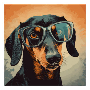 Dackel in Brille Poster