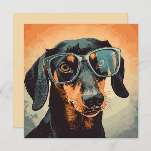 Dackel in Brillen Mitteilungskarte (Vorne/Hinten)