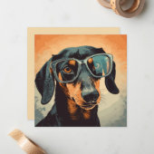 Dackel in Brillen Mitteilungskarte (Vorderseite/Rückseite Beispiel)