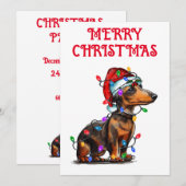 "DACKEL IN CHRISTMAS LIGHTS" EINLADUNG (Vorne/Hinten)