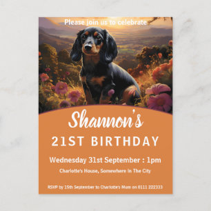 Dackel in der Abenddämmerung Einladungspostkarte