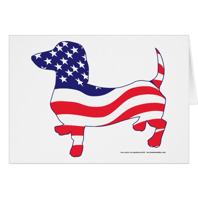 Dackel in der amerikanischen Flagge (Vorderseite (Horizontal))