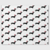 Dackel in der Weihnachtsmannmütze Weihnachten Geschenkpapier (Flach)