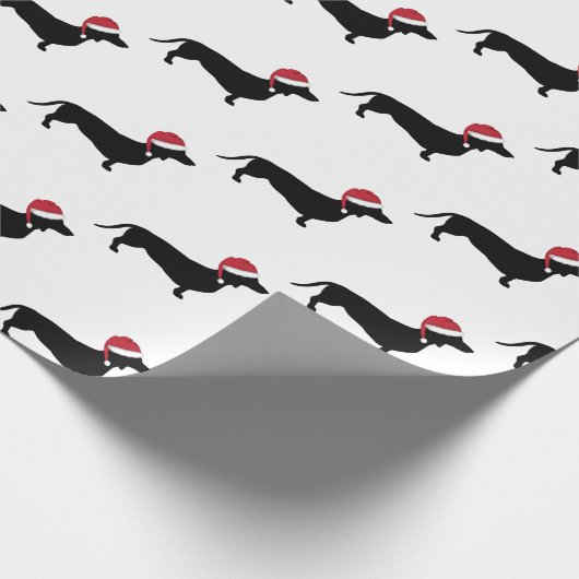 Dackel in der Weihnachtsmannmütze Weihnachten Geschenkpapier (Ecke)