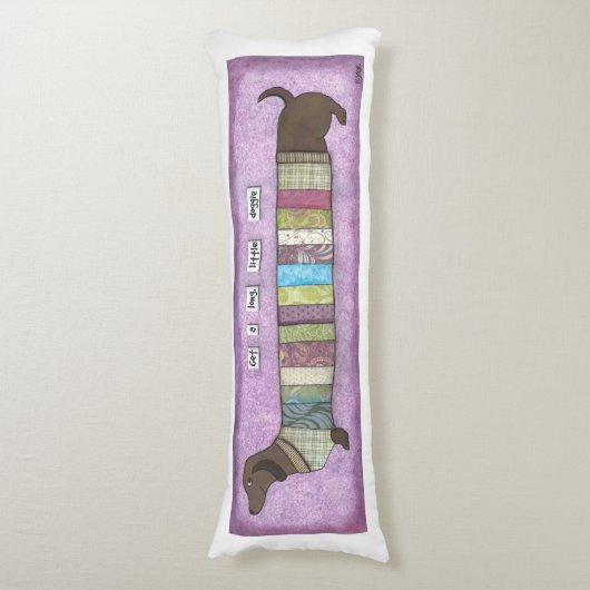 Dackel in einer Strickjacke - lustiges Seitenschläferkissen (Vorderseite Vertikal)