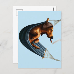 Dackel in Hammock Postkarte