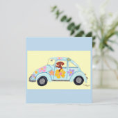 Dackel in Hippie-Auto (Stehend Vorderseite)