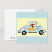 Dackel in Hippie-Auto Einladung (Vorne/Hinten)