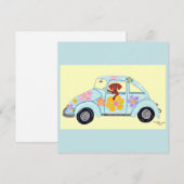 Dackel in Hippie-Auto Einladung (Vorne/Hinten)