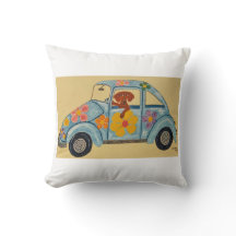 Dackel in Hippie-Auto