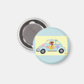 Dackel in Hippie-Auto Magnet (Vorderseite/Rückseite)