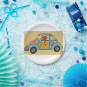Dackel in Hippie-Auto Pappteller (Party)