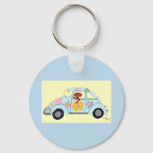 Dackel in Hippie-Auto Schlüsselanhänger (Rückseite)