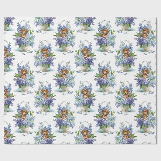 Dackel in Lilacs Geschenkpapier (Flach)