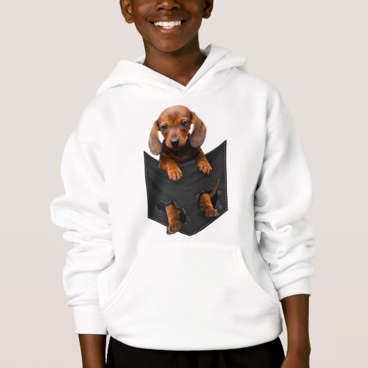 Dackel in meinem Pocket Weiner Hund Hoodie (Vorderseite)
