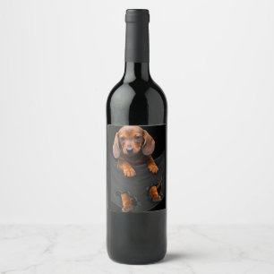 Dackel in meiner Pocket Dackel Weiner Dog Geschenk Weinetikett