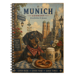 Dackel in München – Vintage Reise Kunst Notizblock