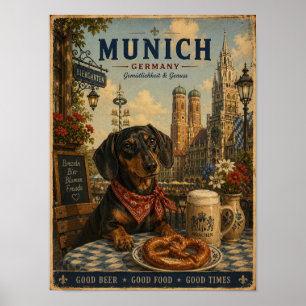 Dackel in München Vintage Reiseposter Poster
