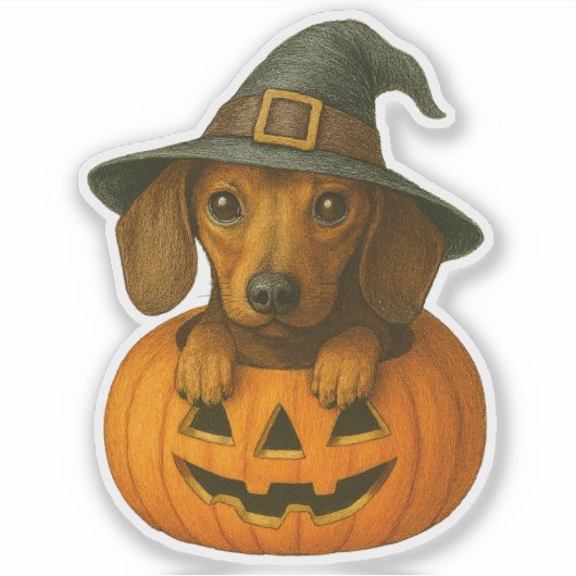 Dackel in Pumpkin Aufkleber (Vorderseite)