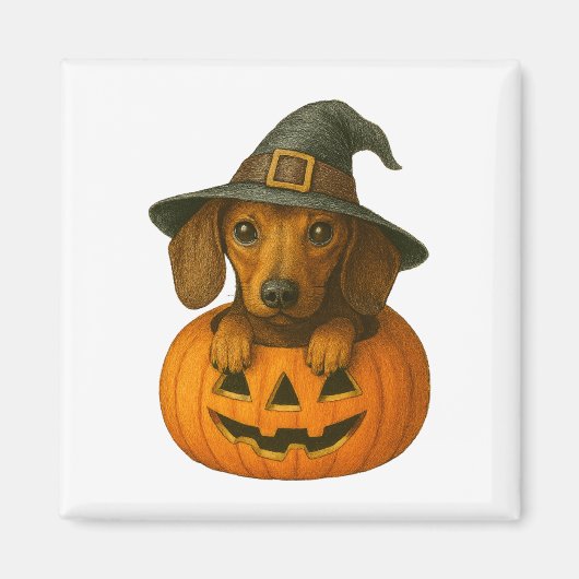 Dackel in Pumpkin Magnet (Vorne)