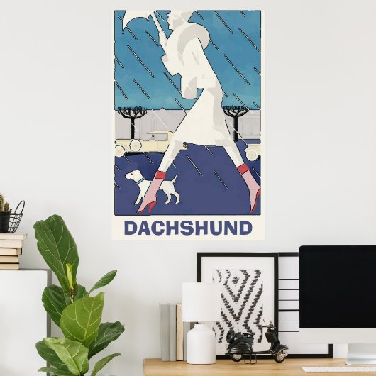 Dackel in Regenplakat Poster (Heimbüro)