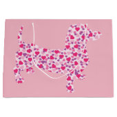 Dackel in rosa Herzen Große Geschenktüte (Vorderseite)