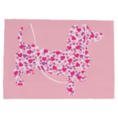 Dackel in rosa Herzen Große Geschenktüte (Rückseite)