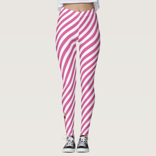 Dackel in Rosa und Weiß Leggings (Vorderseite)