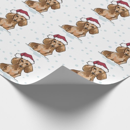 Dackel in Schneedeckpapier Geschenkpapier (Ecke)