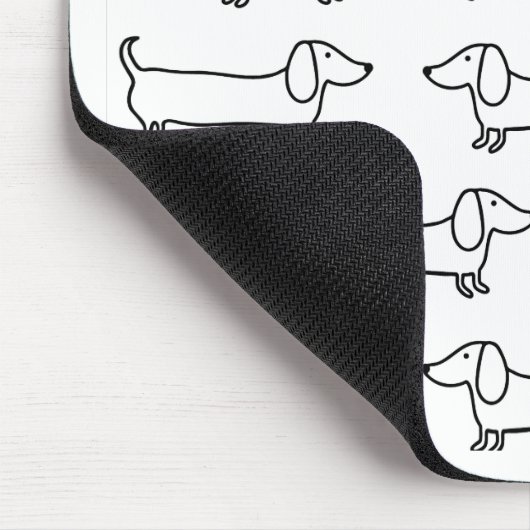 Dackel in Schwarz-weißem Mousepad (Ecke)
