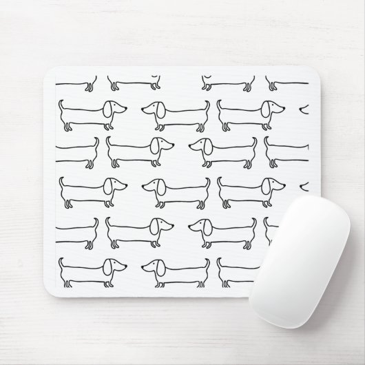 Dackel in Schwarz-weißem Mousepad (Mit Mouse)