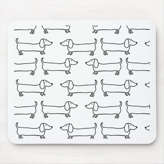 Dackel in Schwarz-weißem Mousepad (Vorne)